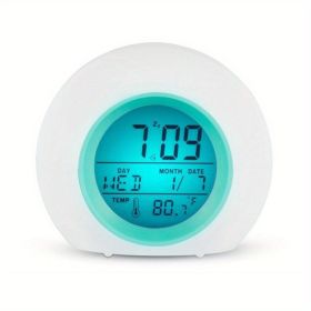 1pc, Kids Alarm Clock, Update 2020 Model, 7 Color Changing Night Light, Snooze Touch Temperature Detect For Children's Bedroom, Great Digital Clock Gi