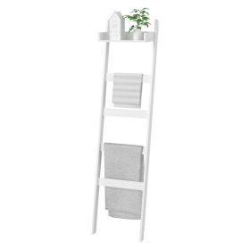 Blanket Ladder with Shelf, 5 Tier Towel Racks, Bamboo Blanket Holder, Decorative Blanket, Quilt, Towel, Scarf Ladder Shelves for Livingroom, Bedroom,