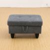 Dark Grey Flannel Living Room Sofa Ottoman