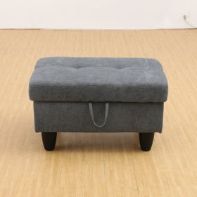 Dark Grey Flannel Living Room Sofa Ottoman