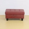 Red Faux Leather Storage Ottoman Living Room Sofa