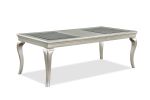 Modern Formal 1pc Dining Rectangular Table with 18-Inch Table Leaf Glass Champagne Finish Dining Room Wooden Furniture