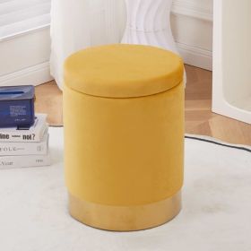 Velvet 23Qt Storage Ottoman Multipurpose Footrest Stool with Metal Base Modern Round Vanity Stool Chair Ottoman Foot Stools Support 300lbs Padded Seat