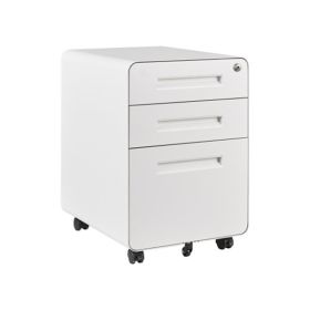 Mobile File Cabinet 3 Drawer Metal Storage Filing Cabinet with Lock and Key; Under Desk Legal Letter File Rolling Cabinets with Anti - tilt Wheels for