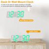 3D LED Digital Wall Clock Sound Control Table Desk Alarm Clock w/ 3 Auto Adjustable Brightness Snooze