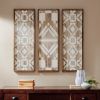 Natural Mandal Two-tone Geometric 3-piece Wood Wall Decor Set