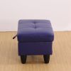 Blue Faux Leather Living Room Sofa Ottoman