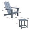 Outdoor Adirondack Chair Set of 2 and Table Set,HDPE All-weather Folding Fire Pit Chair, Ergonomic Design Patio Lawn Chair for Outside Deck Garden Bac