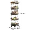 5 Tier Fruit Vegetable Basket for Kitchen, Storage Cart, Vegetable Basket Bins, Wire Storage Organizer Utility Cart with Wheels, Medium, Black