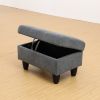 Dark Grey Flannel Living Room Sofa Ottoman