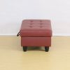 Red Faux Leather Storage Ottoman Living Room Sofa