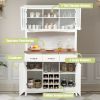 Kitchen Storage Cabinet Cupboard with Wine Rack and Drawers