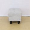 Grey White Flannel Living Room Sofa Ottoman