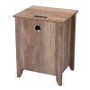 Farmhouse Nightstand, Bedside Table with Drawer and Shelf, Wood Storage Cabinet for Home Bedroom, USB Charging Station, Light Brown