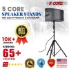 5 Core PA Speaker Stands Adjustable Height Professional Heavy Duty DJ Tripod with Mounting Bracket and Tie; Extend from 40 to 72 inches; Black - Suppo