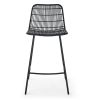 Set of 2, Natural Rattan Indoor Counter Chair , Black Finish Steel legs,Black (17.5"x20"x34")