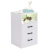 FCH 40*35*65cm Particleboard Pasted Triamine Three Drawers With Socket With LED Light Bedside Table White