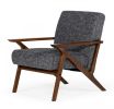 Modrest Candea Mid-Century Walnut and Grey Accent Chair