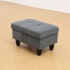 Dark Grey Flannel Living Room Sofa Ottoman