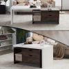 59" L Large Wood Coffee Table with Storage, Modern Extendable Transformer Table with Trunk/Open Shelf, Walnut&White Lift Top Center Table for Living R