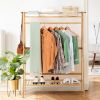 Bamboo Clothing Rack with Storage Shelves