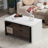 59" L Large Wood Coffee Table with Storage, Modern Extendable Transformer Table with Trunk/Open Shelf, Walnut&White Lift Top Center Table for Living R