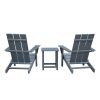 Outdoor Adirondack Chair Set of 2 and Table Set,HDPE All-weather Folding Fire Pit Chair, Ergonomic Design Patio Lawn Chair for Outside Deck Garden Bac