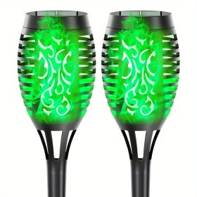 4/8/12pcs/pack Solar Outdoor Lights, 12LED Solar Torch Lights With Flickering Flame For Garden Decor, Mini IP65 Waterproof Landscape Flame Lights For (Color: Green Light, size: 2pcs)