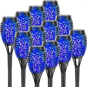 4/8/12pcs/pack Solar Outdoor Lights, 12LED Solar Torch Lights With Flickering Flame For Garden Decor, Mini IP65 Waterproof Landscape Flame Lights For (Color: Blu Ray, size: 12pcs)