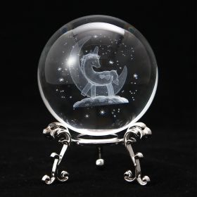 1pc Crystal Ball Art Decoration; Decoration Craft; Crystal Ball Valentine's Day Gifts Birthday Gifts (Color: Unicorn, size: Silver)