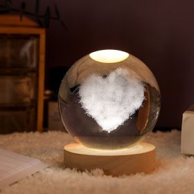 1pc Creative Crystal Ball Decoration; Desktop Night Light; Bedroom Night Light Valentine's Day Gifts Birthday Gifts (Items: Love Cloud)