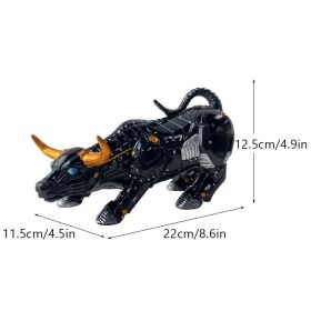 NORTHEUINS Graffiti Painting Resin Bull Figurines Home Living Room Bedroom Office Desktop Feng Shui Ornaments Collection Statues (Color: Black)