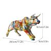 NORTHEUINS Graffiti Painting Resin Bull Figurines Home Living Room Bedroom Office Desktop Feng Shui Ornaments Collection Statues