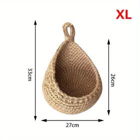 1pc Wall Hanging Basket; Bohemian Style Woven Basket; Creative Teardrop Shape Suitable For Vegetables And Fruits; Kitchen Storage Basket (model: XL)