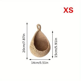 1pc Wall Hanging Basket; Bohemian Style Woven Basket; Creative Teardrop Shape Suitable For Vegetables And Fruits; Kitchen Storage Basket (model: XS)