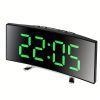 1pc Led Alarm Clock, Mirror Curved Screen, Digital Alarm Clock With Sleep Temperature For Students Bedroom, Living Room, Office And School