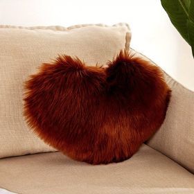 1pc Boho Love Heart Plush Throw Pillow - Fluffy Luxury Cushion for Couch, Sofa, Bed - Detachable and Machine Washable Home Decor (Color: Coffee, size: 40*50cm/15.7*19.7")