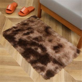 1pc, Plush Silk Fur Rug for Indoor Bedroom and Living Room - Soft and Luxurious Floor Mat (Color: Tie-dye Brown, size: 23.62*35.43inch)