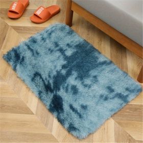 1pc, Plush Silk Fur Rug for Indoor Bedroom and Living Room - Soft and Luxurious Floor Mat (Color: Tie-dye Sapphire Blue, size: 15.75*23.62inch)