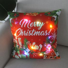 1pc Christmas Cushion Cover 45x45 Led Light Christmas Decorations for Home Santa Claus Printed Christmas Pillow Case (Color: as pic D)