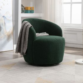 fabric swivel accent armchair barrel chair with black powder coating metal ring (Color: Green)