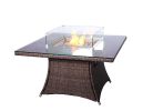 Turnbury Outdoor 5 Piece Patio Wicker Gas Fire Pit Set Square Table with Arm Chairs by Direct Wicker