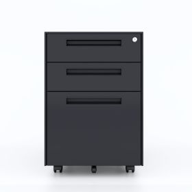 3 Drawer Metal Mobile Vertical Locking File Cabinet with Lock, Under Desk Rolling Filing Cabinets for for Home Office,Fully Assembled Except Wheels,An (Color: as Pic)