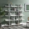 5 Tier Bookcase Home Office Open Bookshelf, Vintage Industrial Style Shelf with Metal Frame, MDF Board