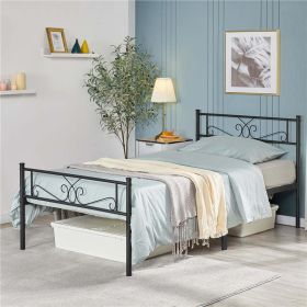 Jocelyn Modern Scroll Metal Platform Twin Bed, Black (bed_size: queen, actual_color: white)