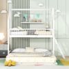 Twin Over Twin-Twin House Bunk Bed with Extending Trundle and Ladder