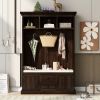 Hall Tree with 3 Hooks , Coat Hanger, Entryway Bench, Storage Bench, 3-in-1 Design, 47.2INCH, for Entrance, Hallway