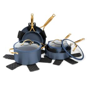 Non-Stick Pots and Pans 12-Piece Cookware Set (actual_color: blue)