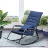 Rocking Lounge Chair,Armchair Rocker with Pillow and Cushion,for Living Room, Bedroom,Navy Blue