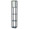 Floor Lamp Etagere Organizer Storage Shelf with Linen Shade